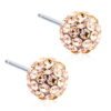 15-1268-75 Rose gold stud earrings featuring sparkling crystals, perfect for adding elegance to any outfit. High-quality jewelry for special occasions.