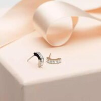 orhangen_titan_blomdahl_7330981520611_15-12146-01.jpg Elegant gold and crystal crescent earrings featuring a sleek design, perfect for adding a touch of glamour to any outfit.