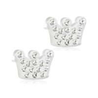 15-01125-01 أقراط على شكل تاج مزينة بكريستالات لامعة، تعرض تصميمًا فريدًا وأنيقًا لإكسسوارات الموضة.