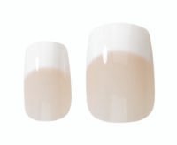 6101_d A set of two nail tips showcasing a natural finish with a white tip and a soft pink base, ideal for nail art and extensions.