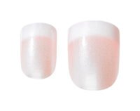 6303 Glossy pink gradient nail tips with a sparkling finish, showcasing a stylish design for manicures and nail art.