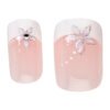 Pink Floral Nail Art Design Pink nail art with floral designs featuring white tips and embellishments, perfect for stylish manicures and nail care.