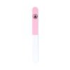 Pink and white nail file with a logo, perfect for nail care and grooming. Essential tool for achieving smooth nails and manicure.