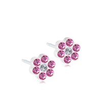 Pink Crystal Flower Stud Earrings Pink crystal flower stud earrings featuring multiple sparkling stones in a floral design, perfect for adding elegance to any outfit.