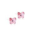 orhangen_nickelfri_plast_blomdahl_7330981510353_15-0199-24 Pink butterfly stud earrings featuring sparkling crystals, perfect for adding a playful touch to any outfit.