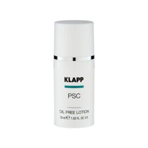 002-1 KLAPP PSC Oil Free Lotion in a 30ml bottle, designed for lightweight hydration without oil, suitable for various skin types.