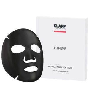 003 KLAPP Professional X-Treme Regulating Black Mask in packaging, designed for skincare and facial treatments, enhancing skin health and appearance.
