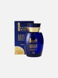 02 Fair & White Serum Exclusive Vitamin C 30ml in blue bottle with box, skin whitening serum for brightening and revitalizing skin.