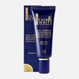 04 (1) Fair & White Exclusive Gel Crème for skin whitening with Vitamin C, 30ml tube, designed to enhance skin tone and brightness.