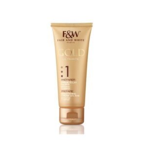 brow-1 Fair and White Gold Ultimate Skin Prep Cream in a golden tube for skin preparation and brightening, 150ml.