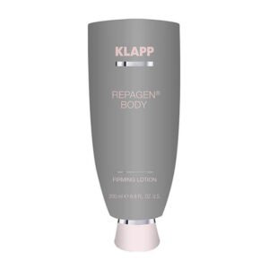 brow-11 KLAPP Repagen Body Firming Lotion in a gray tube, 200ml, designed to enhance skin firmness and hydration.