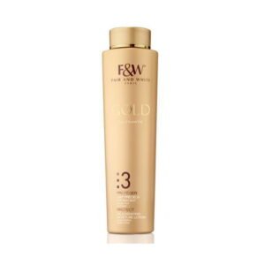 brow-3 Fair and White Gold Ultimate Lotion 3 in a sleek gold bottle, designed for skin protection and moisturizing, suitable for various skin types.